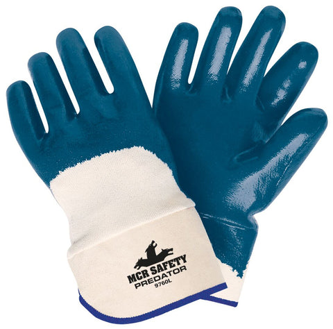 MCR Predator® Nitrile Palm Work Gloves - Safety Cuff - Jersey Lining - Nitrile Dipped Palm and Over the Knuckle - Vending Packaged - Case of 48