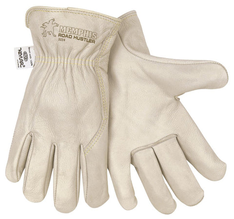 MCR Road Hustler - Premium Grain Leather - Leather Drivers Work Gloves - Rolled Hem and Wing Thumb - Vending Packaged - Case of 60