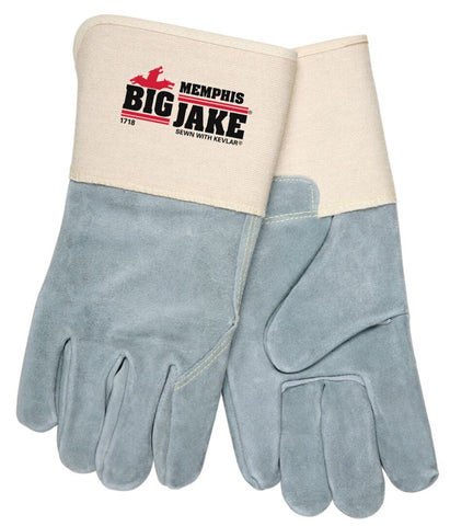 MCR Big Jake® Series - Leather Palm Work Gloves -Premium A+ Grade Split Side Leather - 4.5 Inch Extended Gauntlet Cuff - Full Leather Back - Vending Packaged - Case of 36