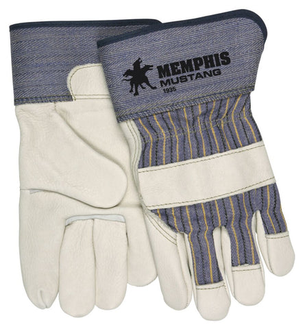 MCR Memphis Mustang - Leather Palm Work Gloves - Premium Grain Leather - 2.5 Inch Safety Cuff - Vending Packaged - Case of 36