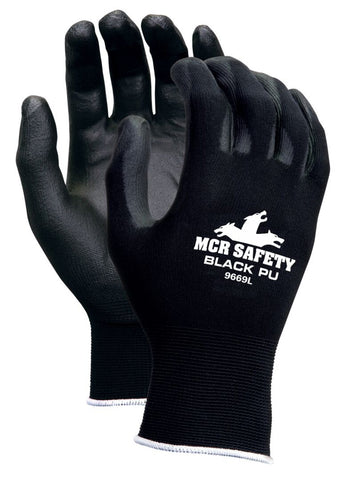 MCR 13 Gauge Black Nylon Shell - Black PU Coated Palm and Fingers - Vending Packaged - Case of 96