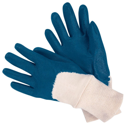 MCR Nitrile Coated Work Gloves - Palm and Over the Knuckle Coated - Knit Wrist - Soft Interlock Lining - Industry Standard - Vending Packaged - Case of 72