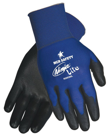 MCR Ninja® Lite Work Gloves - 18 Gauge - Blue Nylon Shell - Polyurethane (PU) Coated Palm and Fingertips - Vending Packaged - Case of 144