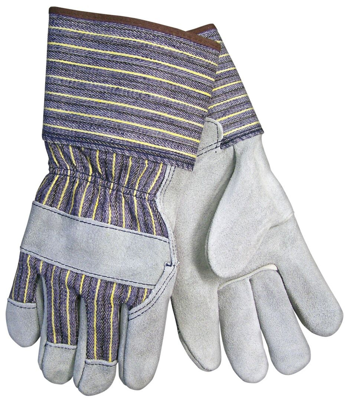 MCR Leather Palm Work Glove - Select B+ Grade - Split Shoulder Leather - 2.5 Inch Plasticized Safety Cuff - Vending Packaged - Case of 48