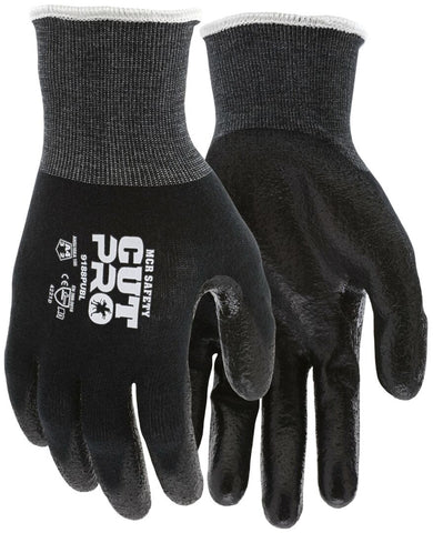MCR Safety CutPro® - 18 Gauge Black Kevlar® Comfort Aramid Shell - Cut Resistant Work Gloves - Polyurethane (PU)Coated Palm and Fingertips - Reinforced Thumb Crotch