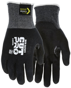 MCR Safety CutPro® - 18-Gauge Black Kevlar® Comfort Aramid Shell - Cut Resistant Work Gloves - Sandy Nitrile Foam Palm and Fingertips - Latex Free - Reinforced Thumb Crotch