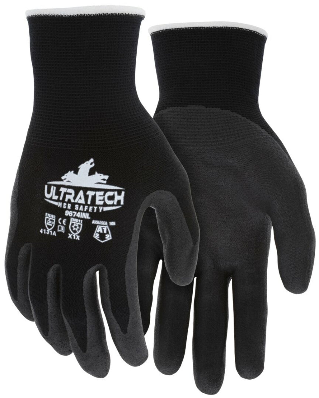 MCR UltraTech® Insulated Work Gloves - 15 Gauge Nylon/Spandex Shell - Merino Wool Glove Liner - Micro Foam Nitrile Palm Coating - Washable and Reusable - Box of 12