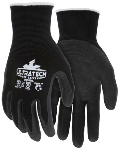 MCR UltraTech® Insulated Work Gloves - 15 Gauge Nylon/Spandex Shell - Merino Wool Glove Liner - Micro Foam Nitrile Palm Coating - Washable and Reusable - Box of 12