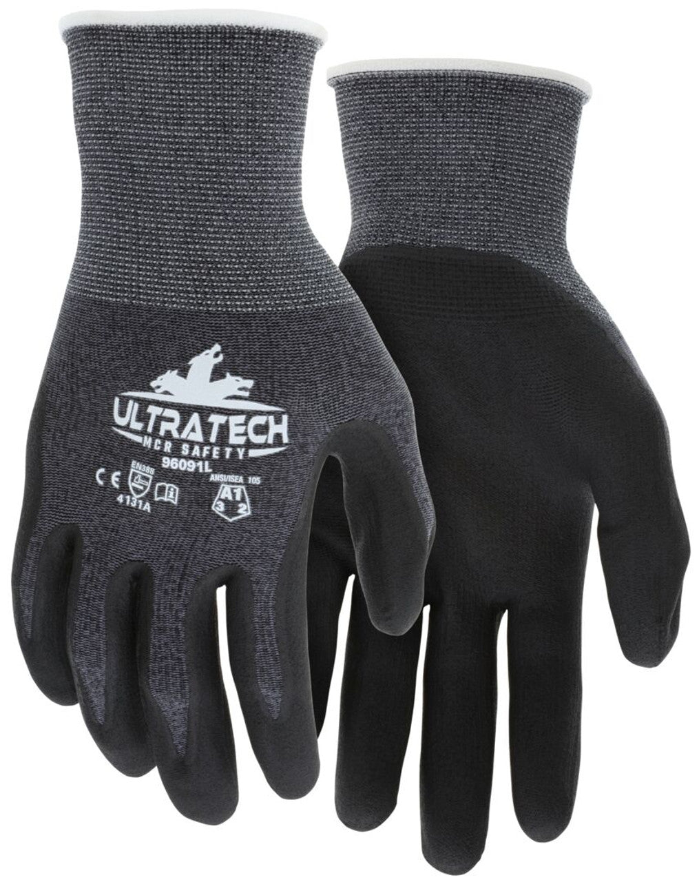 MCR Safety UltraTech® Work Gloves - Environmentally Friendly Gloves - 15 Gauge PET Recycled Polyester Shell - Micro-Foam Nitrile Coating - Latex Free - Box of 12