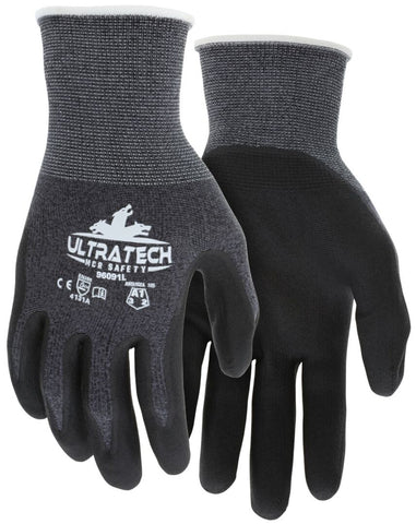 MCR Safety UltraTech® Work Gloves - Environmentally Friendly Gloves - 15 Gauge PET Recycled Polyester Shell - Micro-Foam Nitrile Coating - Latex Free - Box of 12