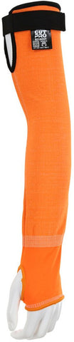 MCR Safety CutPro® Sleeves - 13 Gauge HyperMax® HPPE Fabric - Hi-Visibility Orange - Adjustable Hook and Loop Bicep - 18 Inch Length - Thumb Slot - Box of 10 - Part# 9218OVT