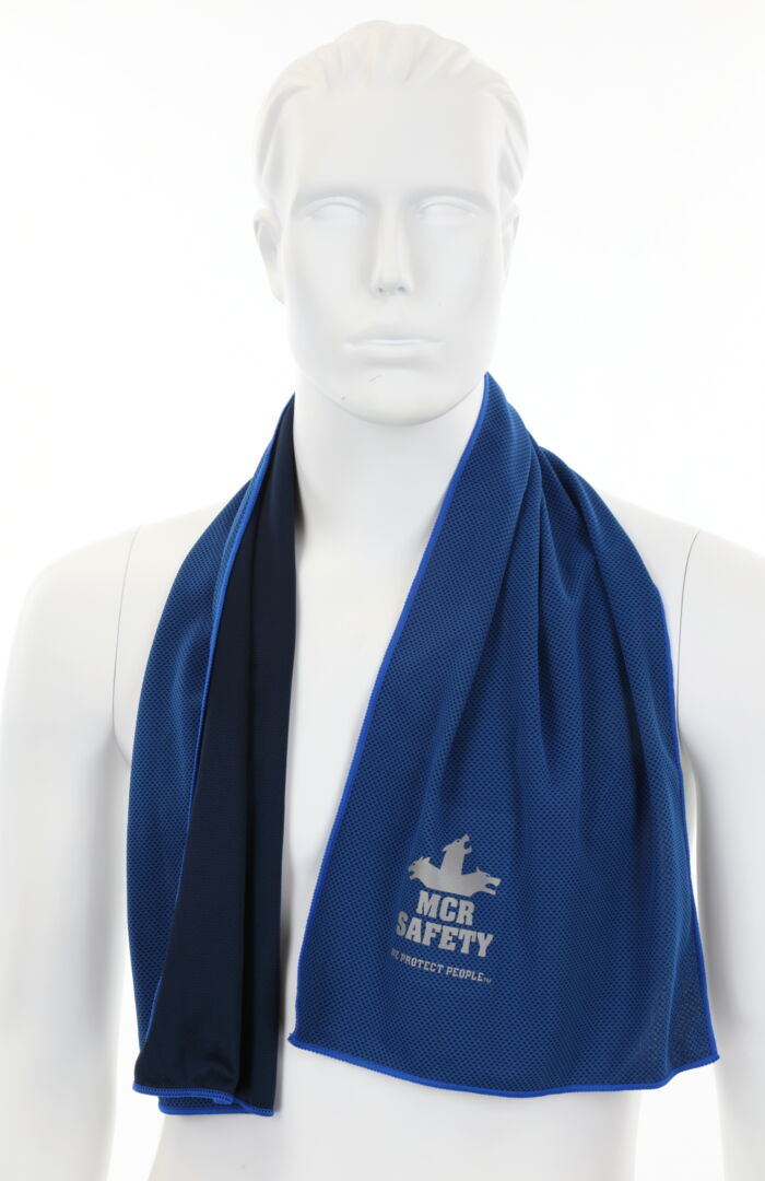 MCR Safety Cooling Gear - 1 Piece Large Blue Cooling Towel - Lightweight Polyester Microfiber - Part# CGT13
