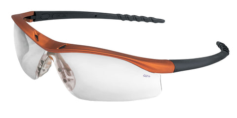 MCR DL1 Series Safety Glasses - Clear Lens/Orange Frame - U/V-AF Coating - Box of 12 - Part# DL210AF
