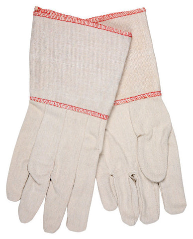 MCR Canvas Work Gloves - Clute Pattern - 4.5 Inch Plasticized Gauntlet Cuff - Cotton Polyester Blend - Straight Thumb - 10 Ounce Natural Cotton Canvas Fabric - Box of 12