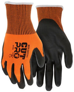 MCR Safety CutPro® - 13-Gauge Orange HyperMax® HPPE Shell - Cut Resistant Work Gloves - Polyurethane (PU) Coated Palm and Fingertips - Touchscreen Friendly Gloves