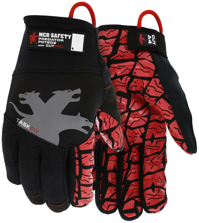 MCR Predator® TaskFit™ Mechanics Gloves - HyperMax® HPPE Cut-Resistant Palm Liner - Synthetic Leather Palm - Box of 12