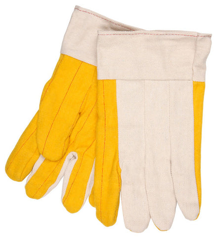 MCR Chore Work Gloves - Golden Quilted Fleece Palm - Natural Canvas Back - 2.5 Inch Safety Cuff - Regular Weight - Gold Fleece Palm, Thumb, and Index Finger - Box of 12