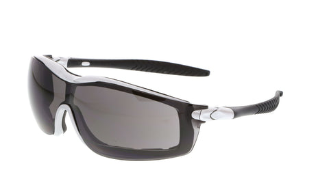 MCR RT1 Series - Foam Lined Safety Glasses - Gray Lens - Silver Frame - Duramass Anti-Fog Coating - Box of 12 - Part# RT122AF
