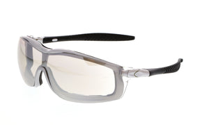 MCR RT1 Series - Foam Lined Safety Glasses - I/O Clear Mirror Lens - Silver Frame - UV-AF Anti-Fog Coating - Box of 12 - Part# RT129AF