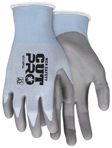 MCR Safety CutPro® - 18 Gauge HyperMax® HPPE Shell - Cut, Abrasion and Puncture Resistant Work Gloves - Polyurethane (PU) Coated Palm and Fingertips - Vending Packaged - Case of 96