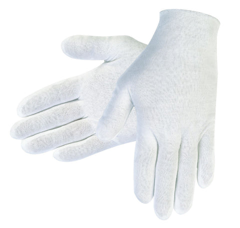 MCR White Inspectors Gloves - Reversible and Unhemmed - 100% Cotton Lisle - Straight Thumb - Thin White 100% Cotton Inspection Gloves - Case of 100