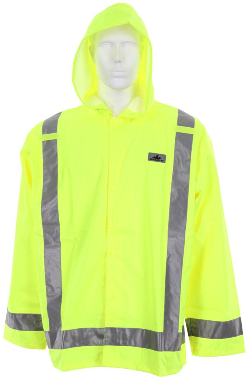 MCR Luminator® Hi Vis Rain Gear - Lightweight Rain Jacket - Lime Polyester / Polyurethane Material