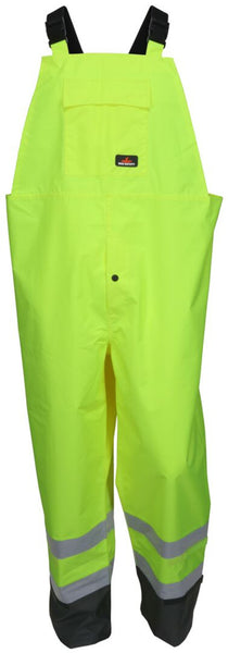 MCR Luminator® Hi Vis Rain Gear - Lightweight Rain Bib Pants - Full Elastic Suspenders - Polyester / Polyurethane Material - High Bib Pocket - Meets ANSI/ISEA 107 2020 Standard - Class E Compliant