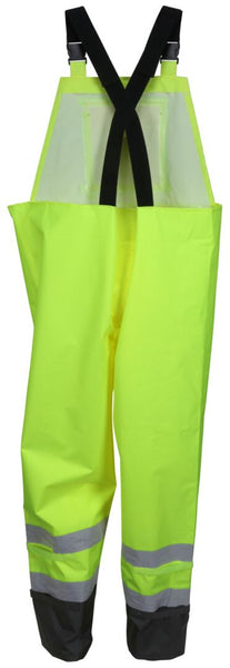 MCR Luminator® Hi Vis Rain Gear - Lightweight Rain Bib Pants - Full Elastic Suspenders - Polyester / Polyurethane Material - High Bib Pocket - Meets ANSI/ISEA 107 2020 Standard - Class E Compliant