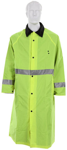MCR Luminator® Series - Hi-Vis Reflective Rain Gear - .54mm Nylon / PVC - PVC / Nylon - Premium Waterproof Raincoat - Reversible Coat Lime to Black