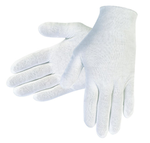 MCR White Inspectors Gloves - Reversible and Unhemmed - 100% Cotton Lisle - Straight Thumb - Case of 100