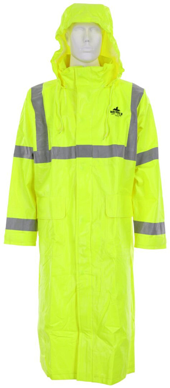 MCR Big Jake® Rainwear - 2 PVC / Meta-Aramid Fabric - Flame Resistant Raincoat - ANSI Class 3 High Visibility Standard - CAT2 - Arc Rating ATPV 11 cal / cm² - ASTM F903 Tested