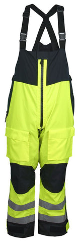MCR UltraTech® Hi Vis Rain Pants - Meets ANSI/ISEA 107 2020 Standards - Class E Compliant - Bib Style Pants with Zippered Front - Full Elastic Adjustable Suspenders - Inner Knee Pad Pockets