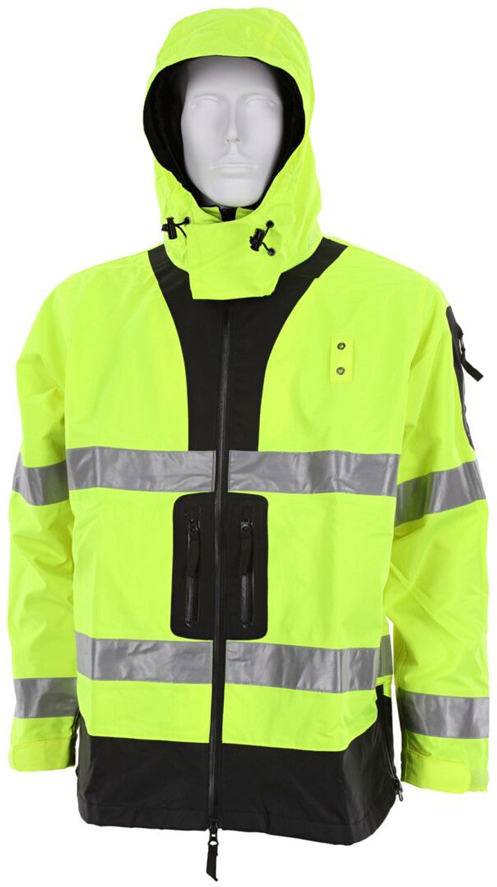 MCR UltraTech® Hi-Vis Rain Jacket - Meets ANSI/ISEA 107 2020 Standard - Type R Class 3 Compliant - Jacket with Hideaway Attached Hood