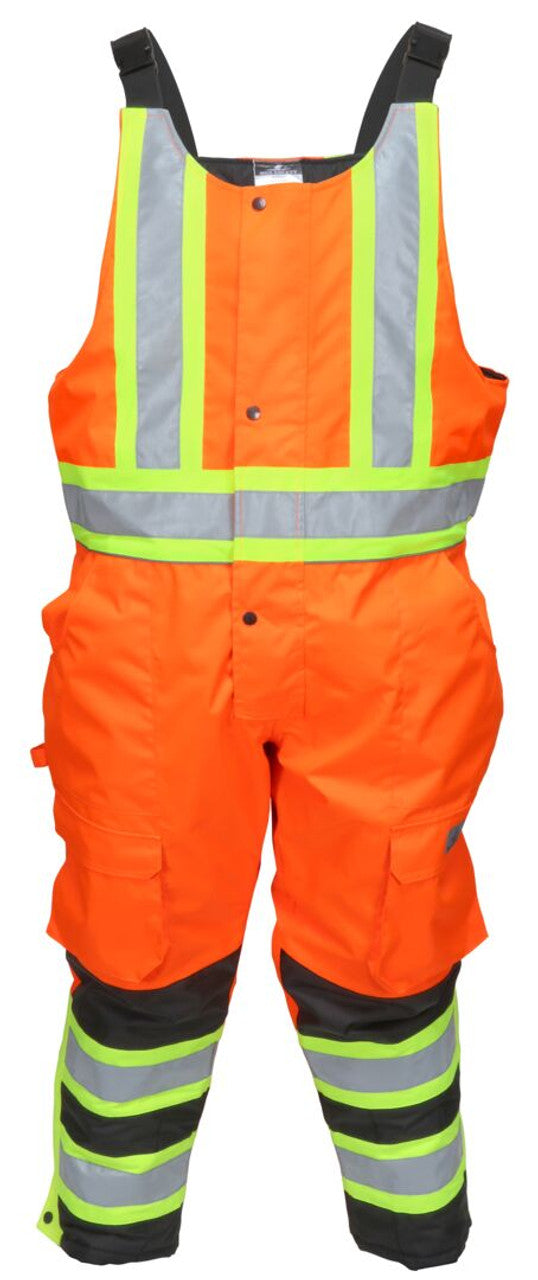 MCR Vortex Hi-Vis Rainwear - Winter Pants - Insulated Rip Stop Polyester/PU - Easy Release Suspenders - Meets ANSI/ISEA 107 2020 Standard - Class E Compliant Bib Pant - Protects in Temperatures as Low as -27° F