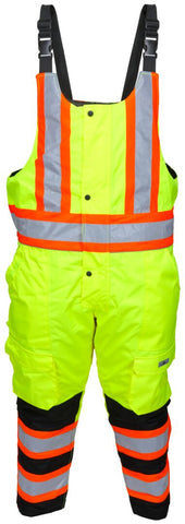 MCR Vortex Hi-Vis Rainwear - Winter Pants - Insulated Rip-Stop Polyester/PU - Easy Release Suspenders - Meets ANSI/ISEA 107 2020 Standard - Class E Compliant Bib Pant - Protects in Temperatures as Low as -27° F