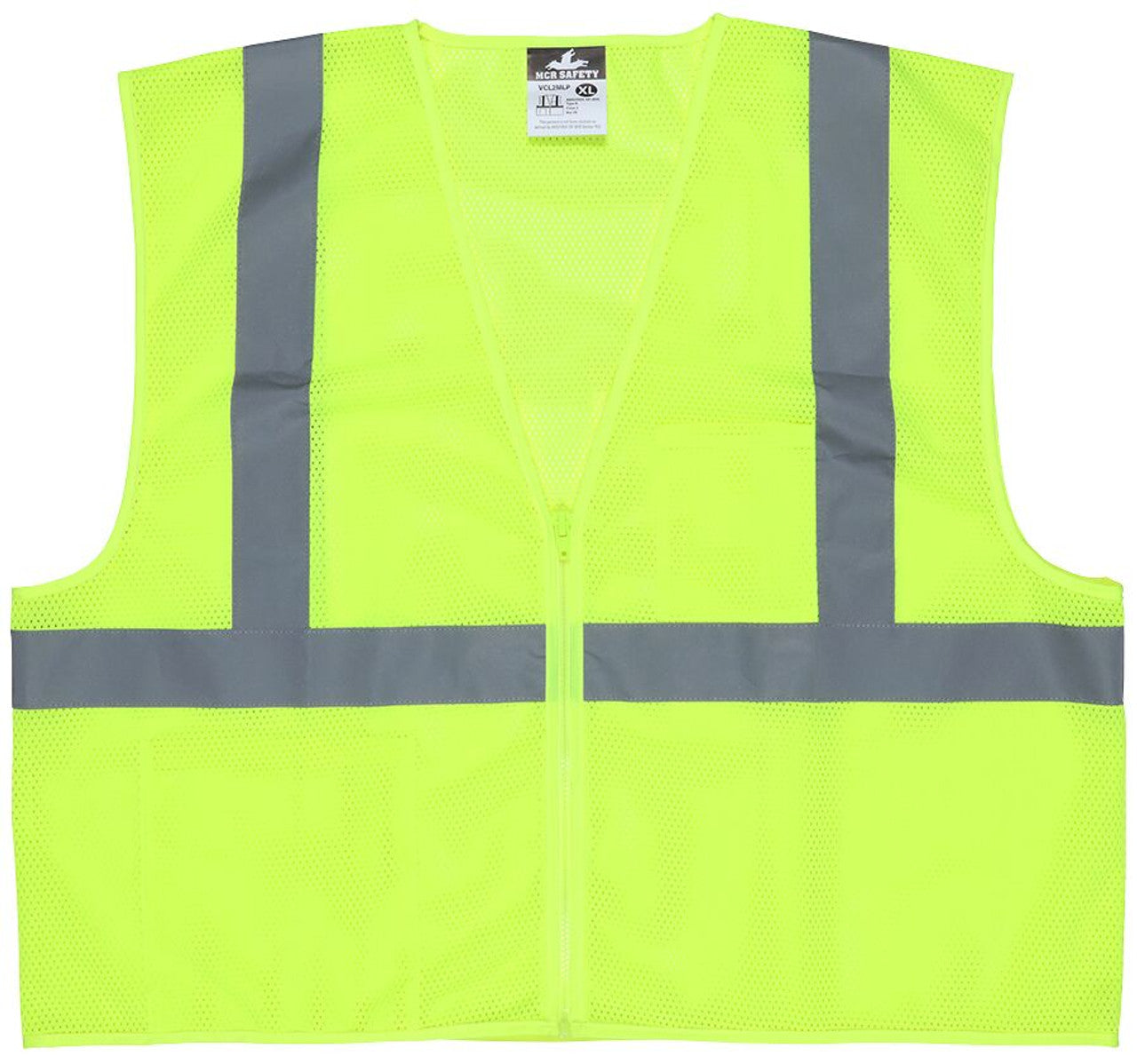 MCR Hi-Vis Lime Safety Vest - 2 Inch Silver Reflective Stripes - Meets ANSI/ISEA 107 2020 Standard - Type R Class 2 Compliant