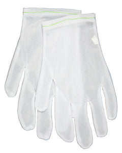 MCR White Inspectors Gloves - Reversible and Hemmed - 100% Nylon - Low Lint - Straight Thumb - Box of 12