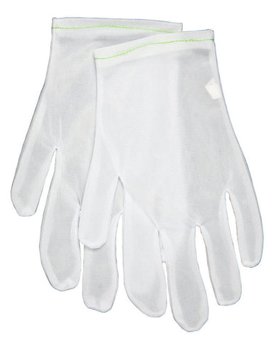 MCR White Inspectors Gloves - Reversible and Hemmed - 100% Nylon - Low Lint - Straight Thumb - Box of 12