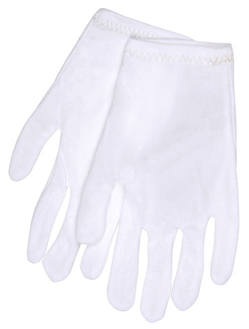 MCR White Inspectors Gloves - Reversible and Hemmed - 100% Stretch Nylon - Low Lint - Medium Weight - Ladies Sizing - Box of 12