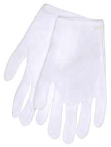 MCR White Inspectors Gloves - Reversible and Hemmed - 100% Stretch Nylon - Low Lint - Medium Weight - Ladies Sizing - Box of 12