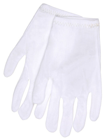 MCR White Inspectors Gloves - Reversible and Hemmed - 100% Stretch Nylon - Low Lint - Medium Weight - Ladies Sizing - Box of 12