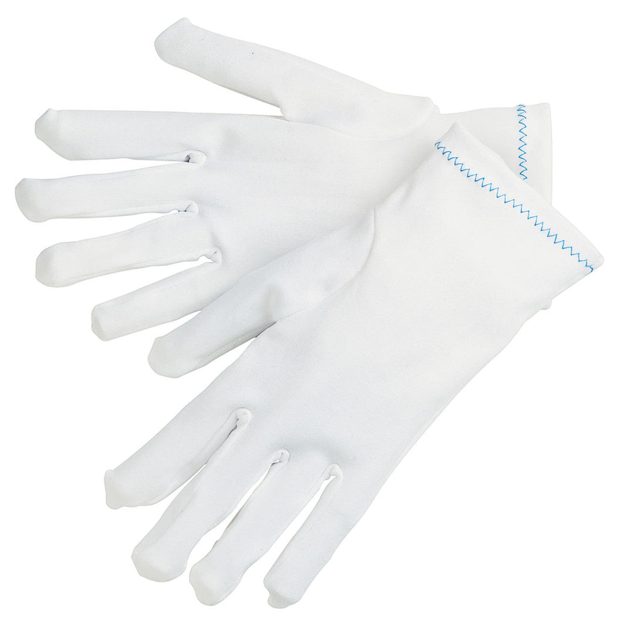 MCR White Inspectors Gloves - Reversible and Hemmed - 100% Stretch Nylon - Low Lint - Inset Thumb - Heavy Weight - Patterned with Finger Fourchettes Allowing Fingers to Move More Freely - Box of 12