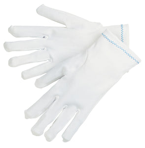 MCR White Inspectors Gloves - Reversible and Hemmed - 100% Stretch Nylon - Low Lint - Inset Thumb - Heavy Weight - Patterned with Finger Fourchettes Allowing Fingers to Move More Freely - Box of 12