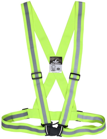 MCR Sash with Full Elastic Stretch Bands - Stretch Silver Reflective Stripes - Adjustable Chest and Waist - Easy Release Front Closure - Part# HVS18