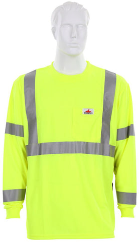 MCR Luminator® Series - Hi-Vis Safety Work T-Shirts - Long Sleeve and Tagless Design - ANSI/ISEA 107 Type R Class 3 Compliant
