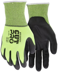 MCR Safety CutPro® - 13 Gauge HyperMax® HPPE Shell - PU Coated Palm and Fingertips - Hi-Visibility Cut Resistant Work Gloves - Box of 12