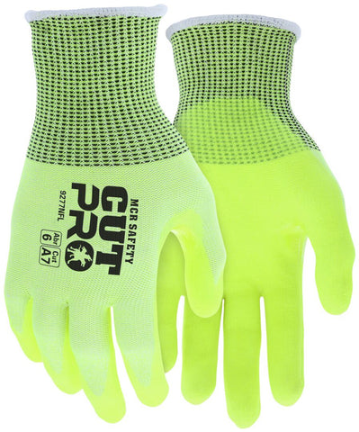 MCR Safety CutPro® - 13 Gauge HyperMax® HPPE Shell - NFT® Coated Palm and Fingertips - Hi-Visibility Cut Resistant Work Gloves - Reinforced Thumb Crotch - BNF (Breathable Nitrile Foam) with NFT® Coating - Box of 12
