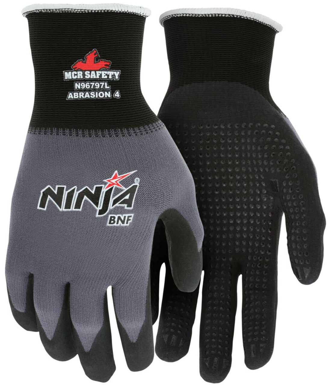 MCR Ninja® BNF Work Gloves 15 Gauge Nylon / Spandex NFT® Coated Palm and Fingertips with Dots - Vending Packaged - Case of 144