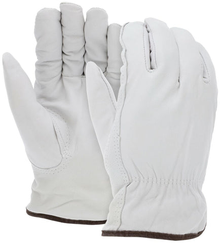 MCR Leather Drivers Work Gloves - CV Grade Grain Goatskin - Foam Padded Palm - Keystone Thumb - Box of 12