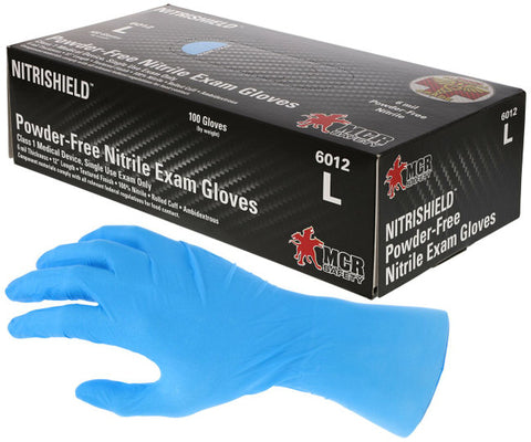 MCR NitriShield™ Gloves - 6 mil (7.2 g) Powder Free Disposable Nitrile - Premium Medical Grade - Class 1 Medical Device - Textured Grip - 12 Inches - Box of 100